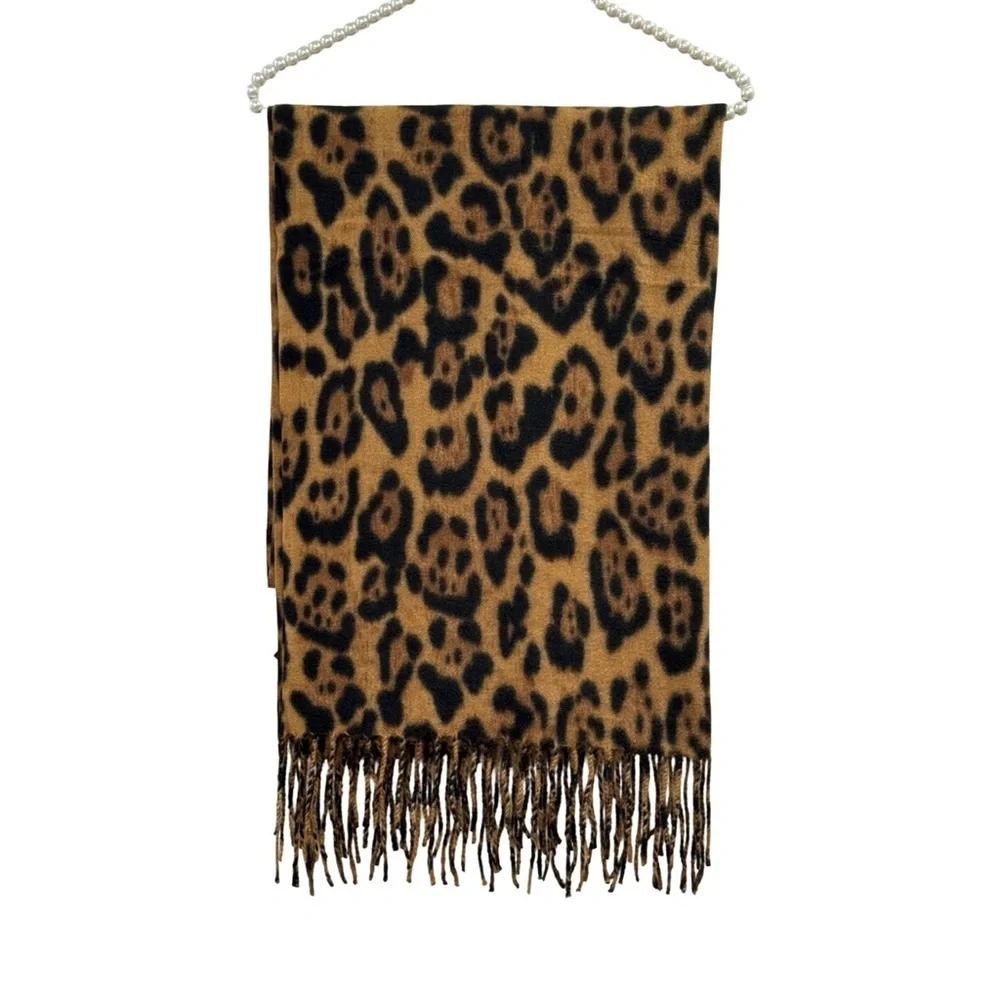 Bloomingdale's Tan and Black Animal Print Scarf